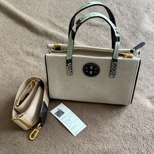 Tory Burch Elegant Cream and Black Handbag
